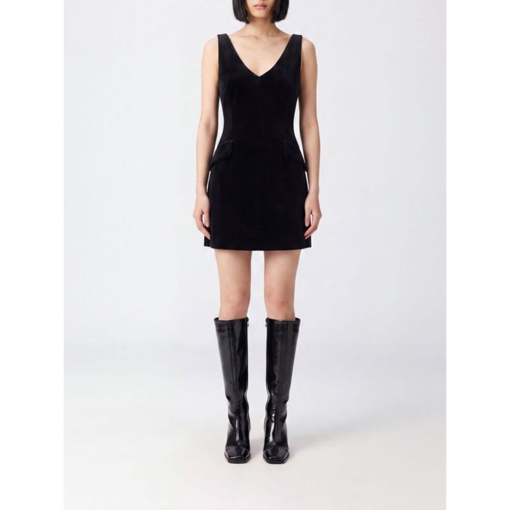 Sportmax Women Sportmax V-Neck Velvet Mini Sheath Dress With Thin Straps